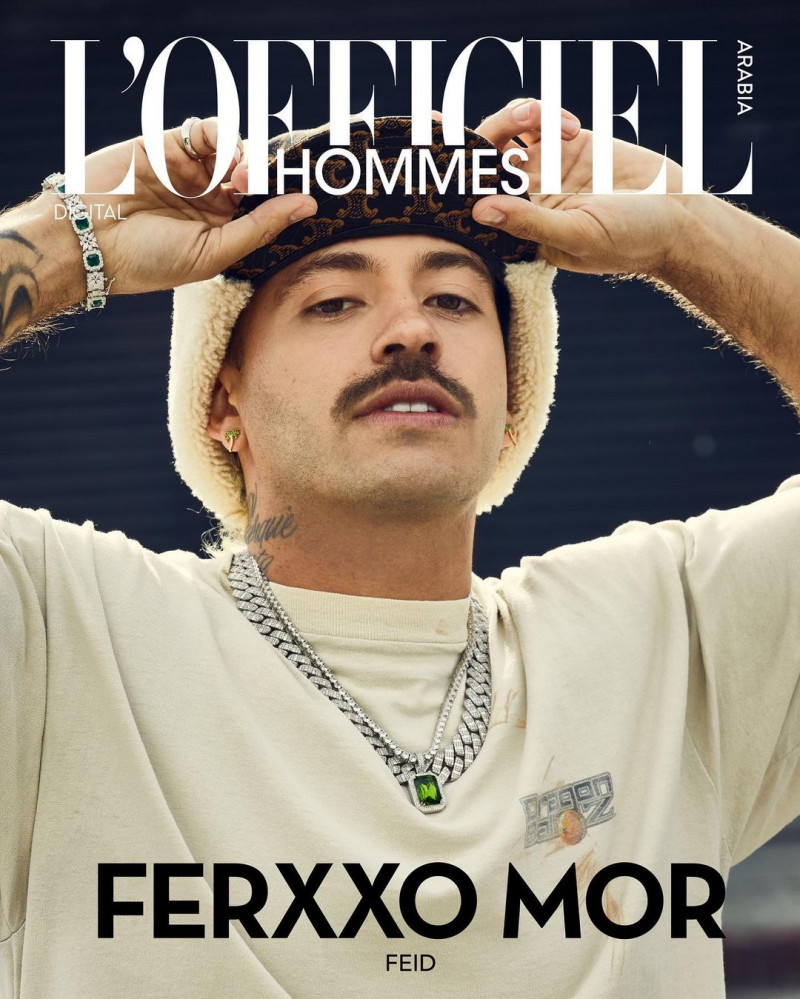 Feid featured on the L\'Officiel Hommes Arabia cover from April 2023