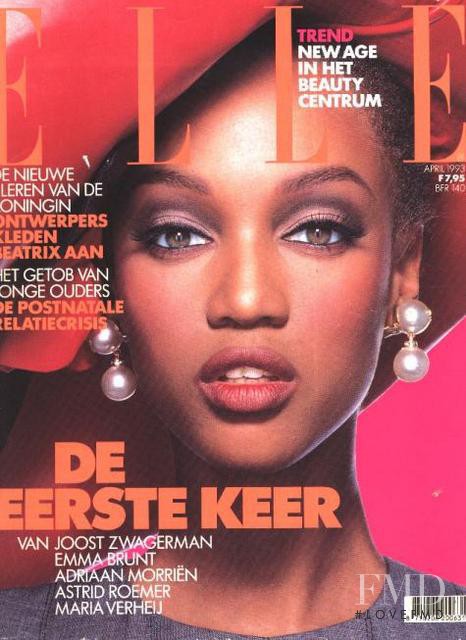 Tyra Banks featured on the Elle Belgium cover from April 1993