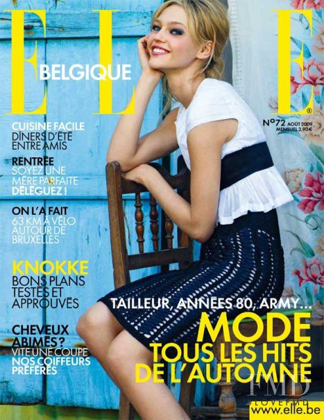 Sasha Pivovarova featured on the Elle Belgium cover from August 2009