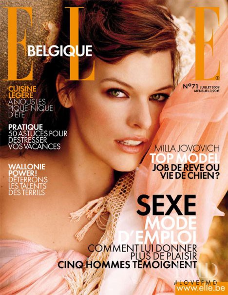 Milla Jovovich featured on the Elle Belgium cover from July 2009