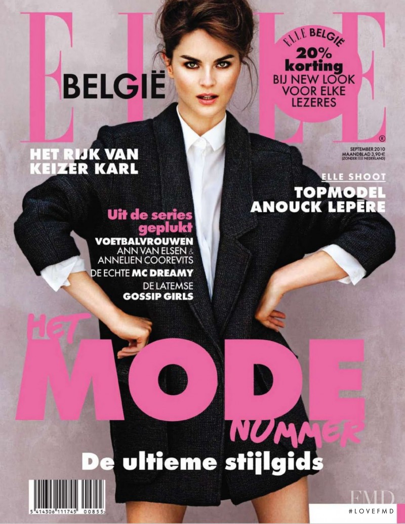 Anouck Lepère featured on the Elle Belgium cover from September 2010
