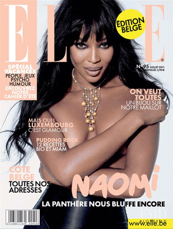 Naomi Campbell featured on the Elle Belgium cover from July 2011