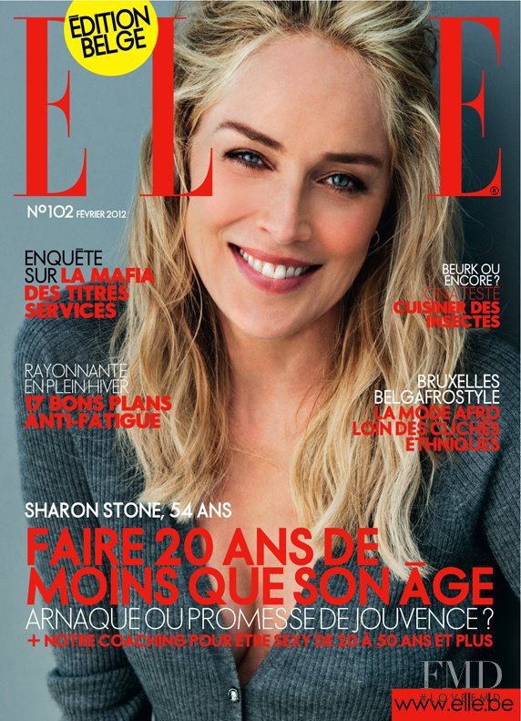 Sharon Stone featured on the Elle Belgium cover from February 2012