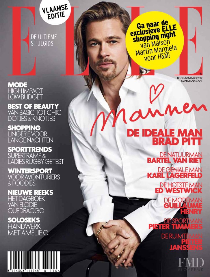 Brad Pitt featured on the Elle Belgium cover from November 2012