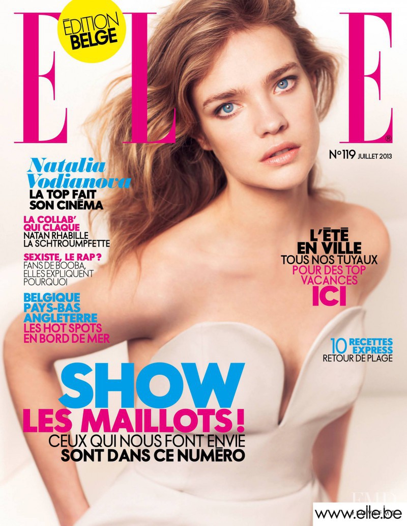 Natalia Vodianova featured on the Elle Belgium cover from July 2013