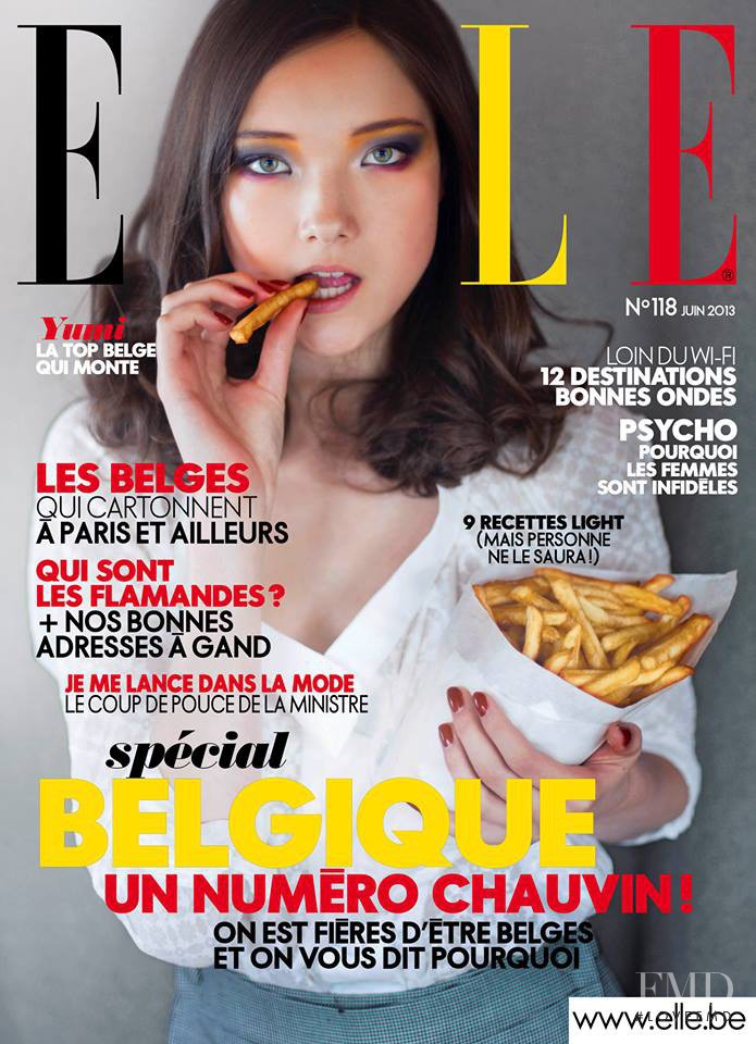 Yumi Lambert featured on the Elle Belgium cover from June 2013