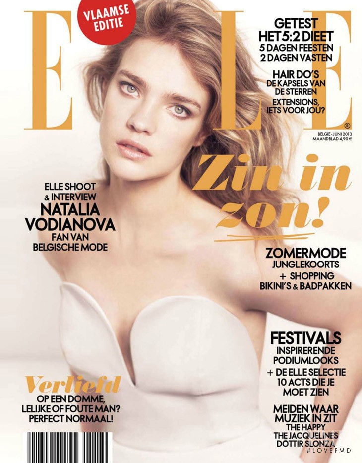 Natalia Vodianova featured on the Elle Belgium cover from June 2013