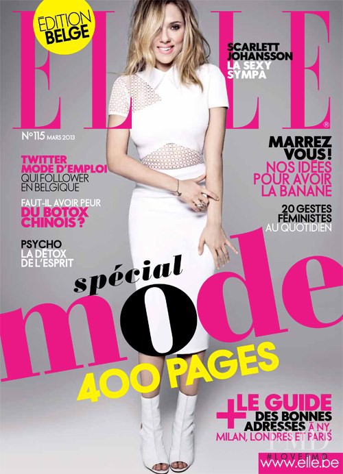 Scarlett Johansson featured on the Elle Belgium cover from March 2013