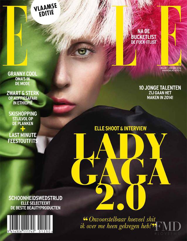 Lady Gaga featured on the Elle Belgium cover from January 2014