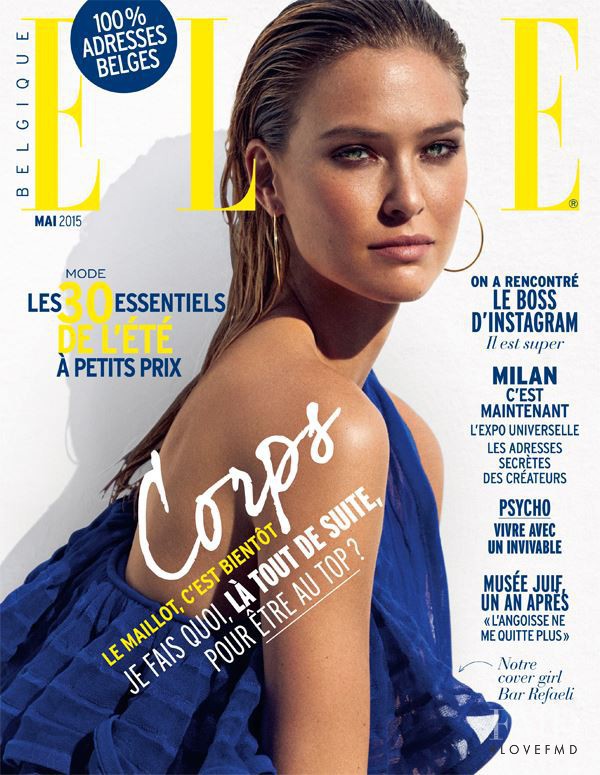 Bar Refaeli featured on the Elle Belgium cover from May 2015