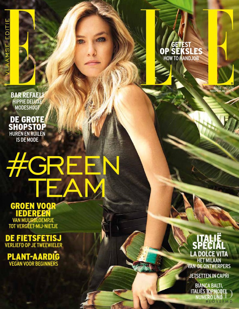 Bar Refaeli featured on the Elle Belgium cover from May 2015