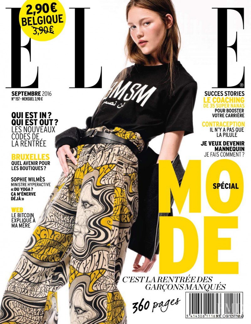 Noor C featured on the Elle Belgium cover from September 2016