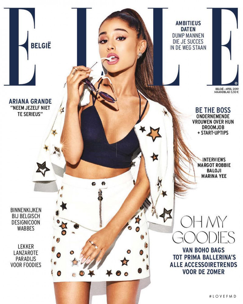 Ariana Grande featured on the Elle Belgium cover from April 2019