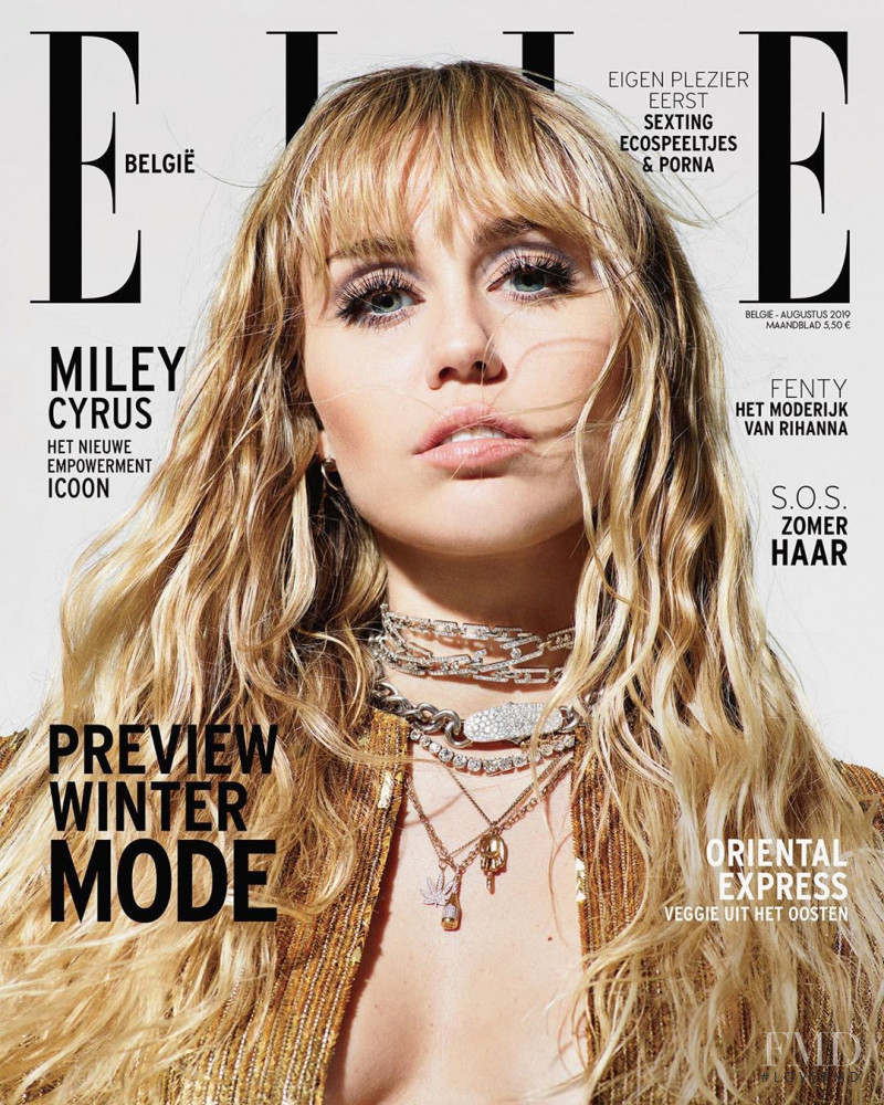 Miley Cyrus featured on the Elle Belgium cover from August 2019