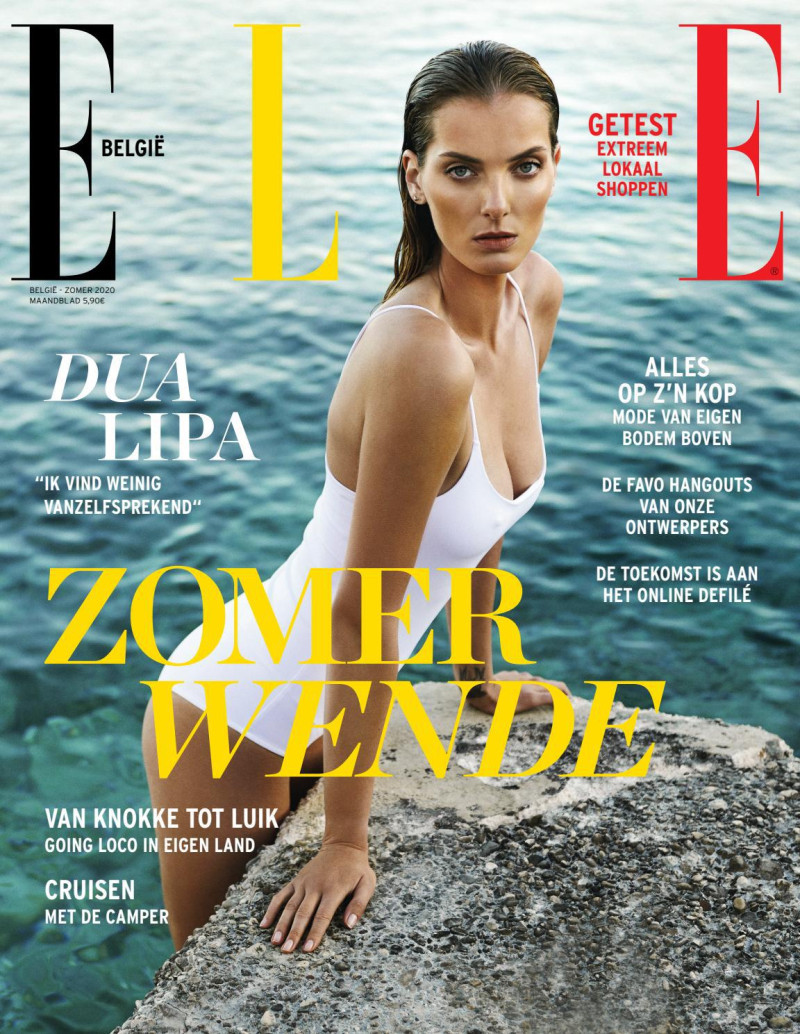 Denisa Dvorakova featured on the Elle Belgium cover from June 2020