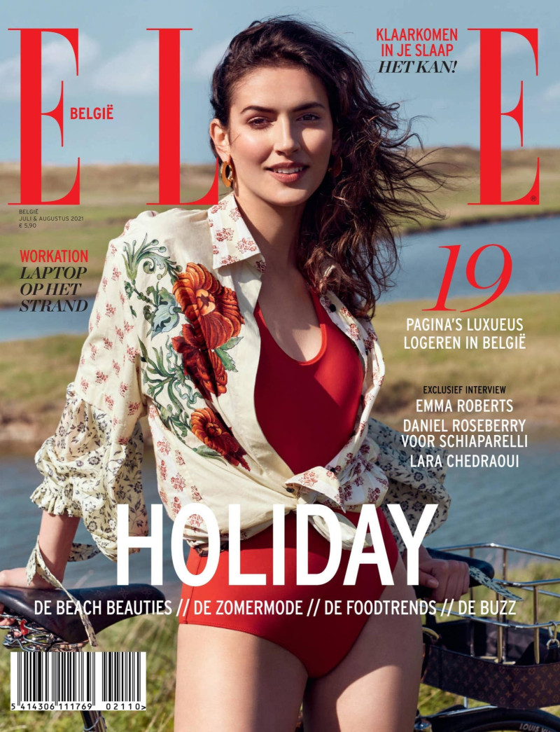 Sofia Surlan featured on the Elle Belgium cover from July 2021