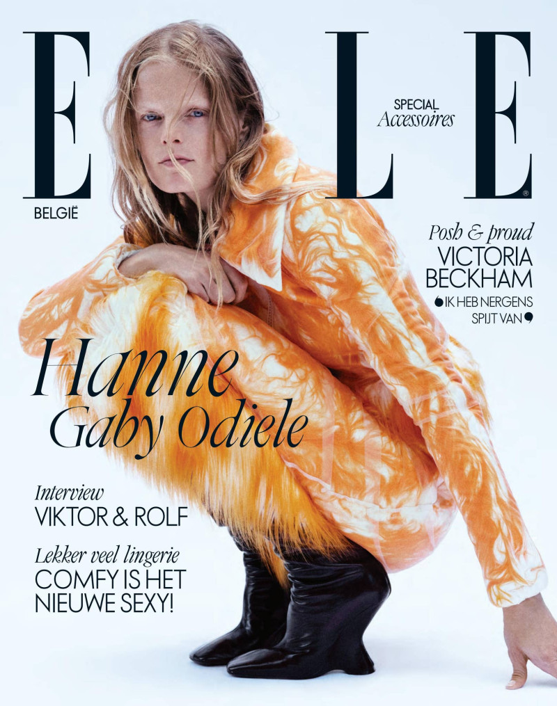 Hanne Gaby Odiele featured on the Elle Belgium cover from October 2024