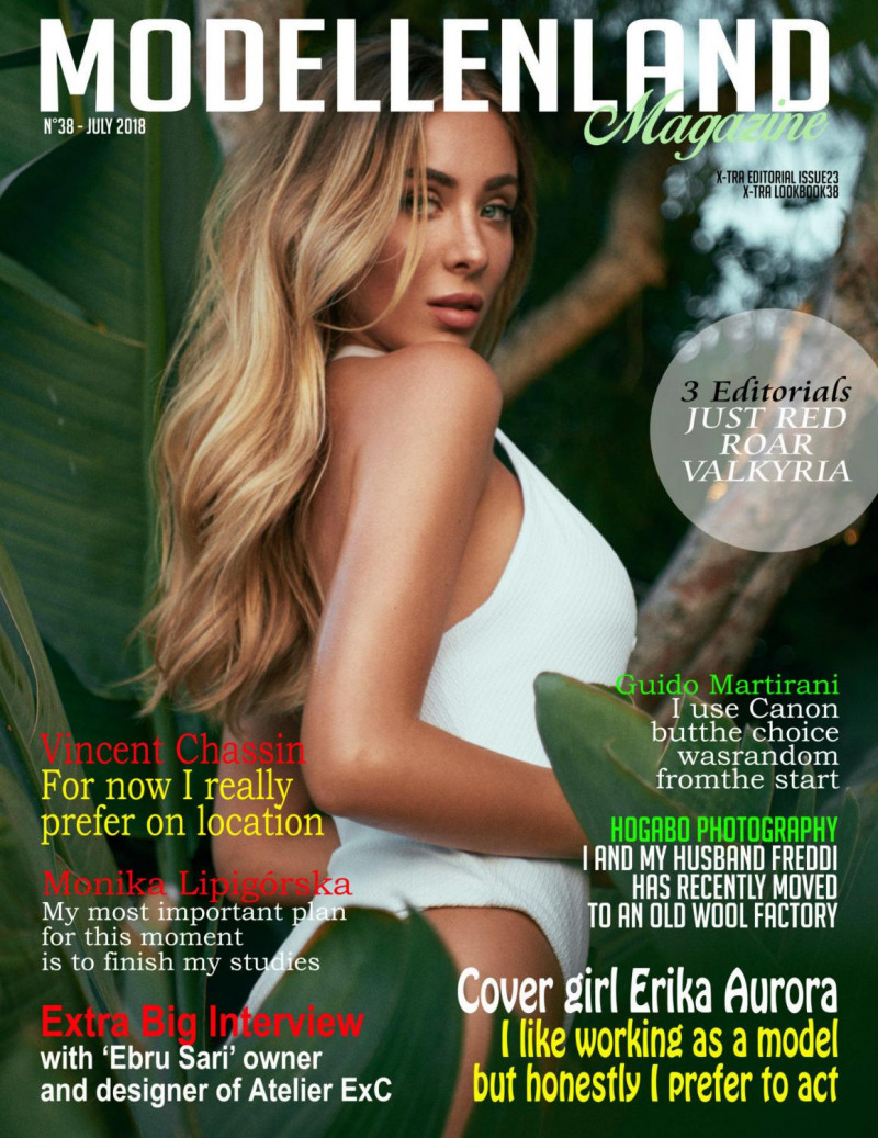 Erika Aurora featured on the ModellenLand Magazine cover from July 2018