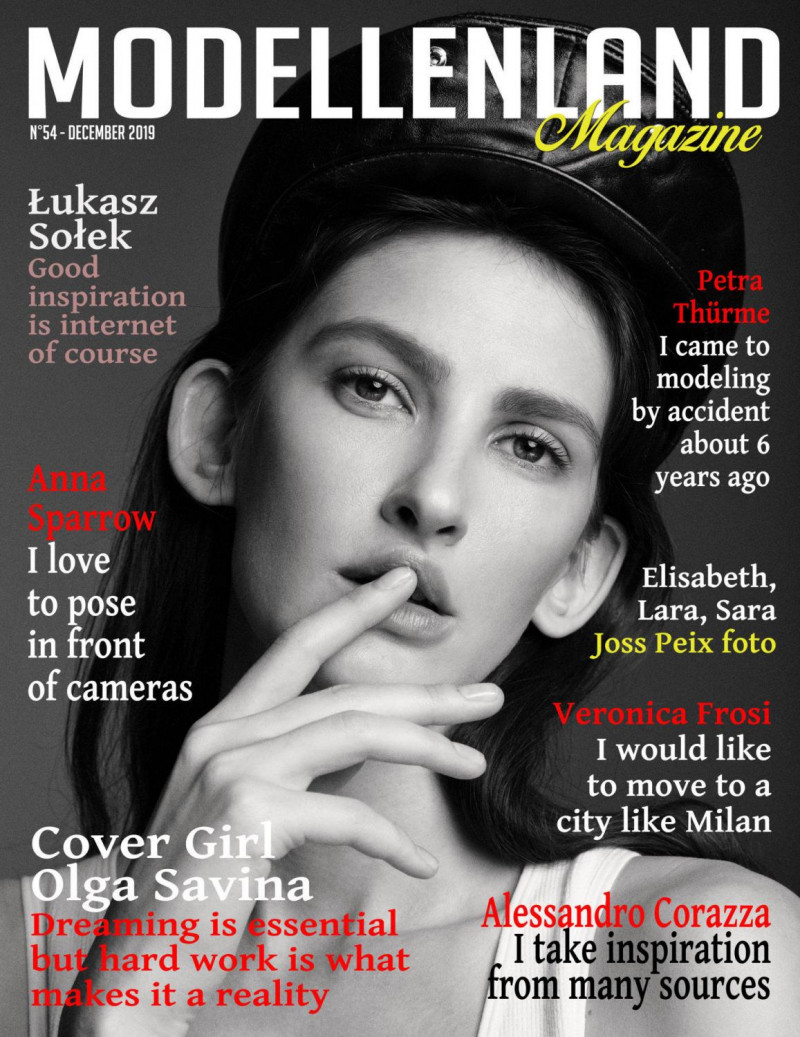 Olga Savina featured on the ModellenLand Magazine cover from December 2019