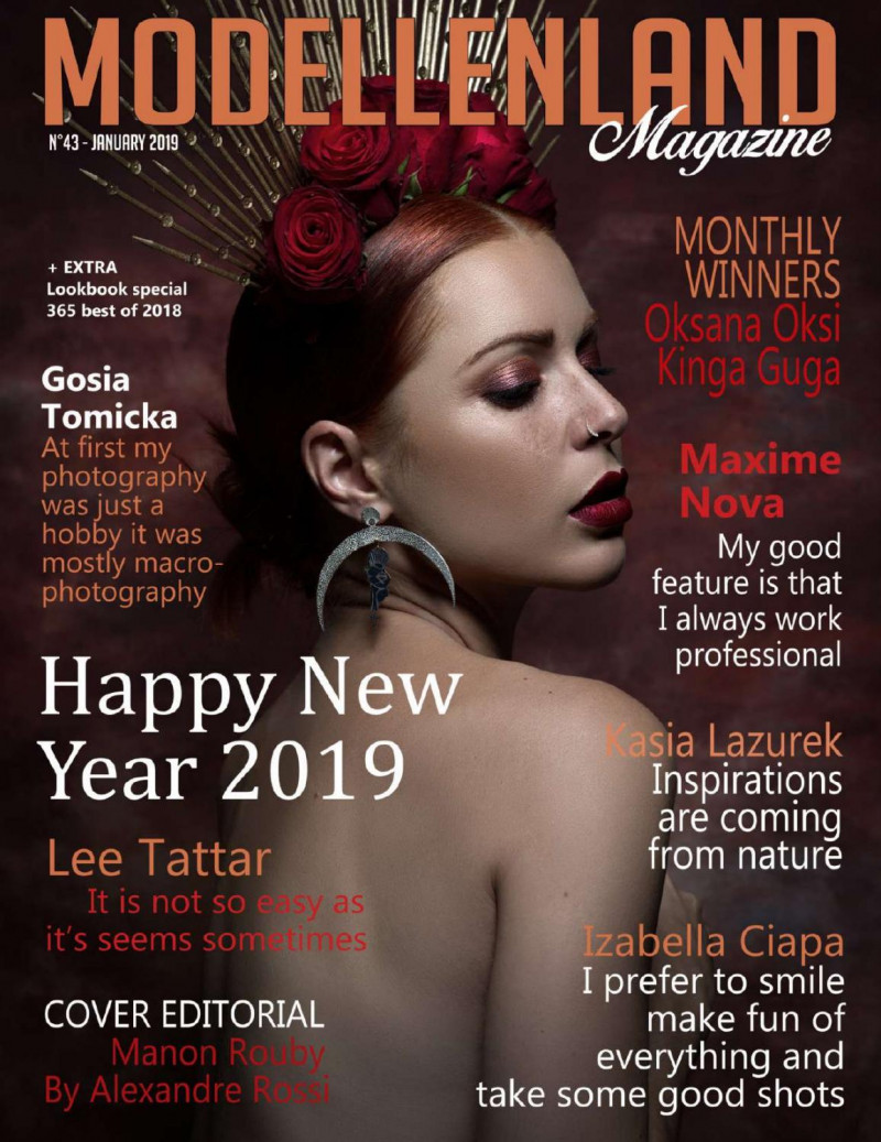 Manon Rouby featured on the ModellenLand Magazine cover from January 2019