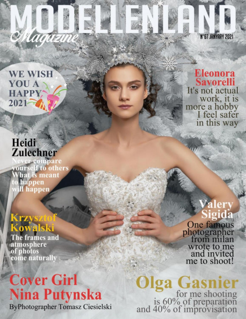 Nina Putynska featured on the ModellenLand Magazine cover from January 2021