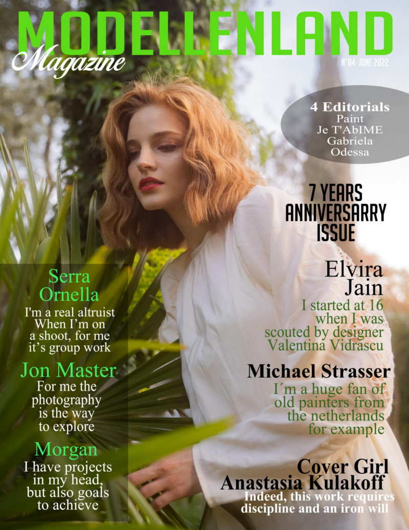 Anastasia Kulakoff featured on the ModellenLand Magazine cover from June 2022