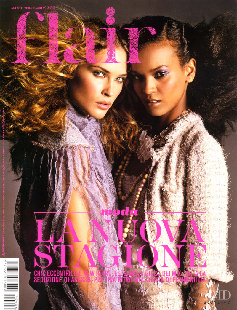 Erin Wasson, Liya Kebede featured on the flair Italy cover from August 2004