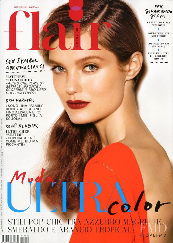 Katie Fogarty featured on the flair Italy cover from June 2011