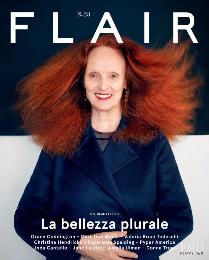 Grace Coddington featured on the flair Italy cover from May 2016