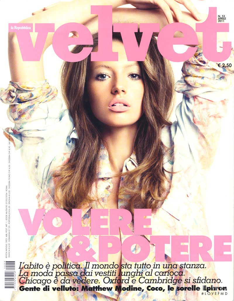 Mona Johannesson featured on the Velvet Italy cover from April 2011