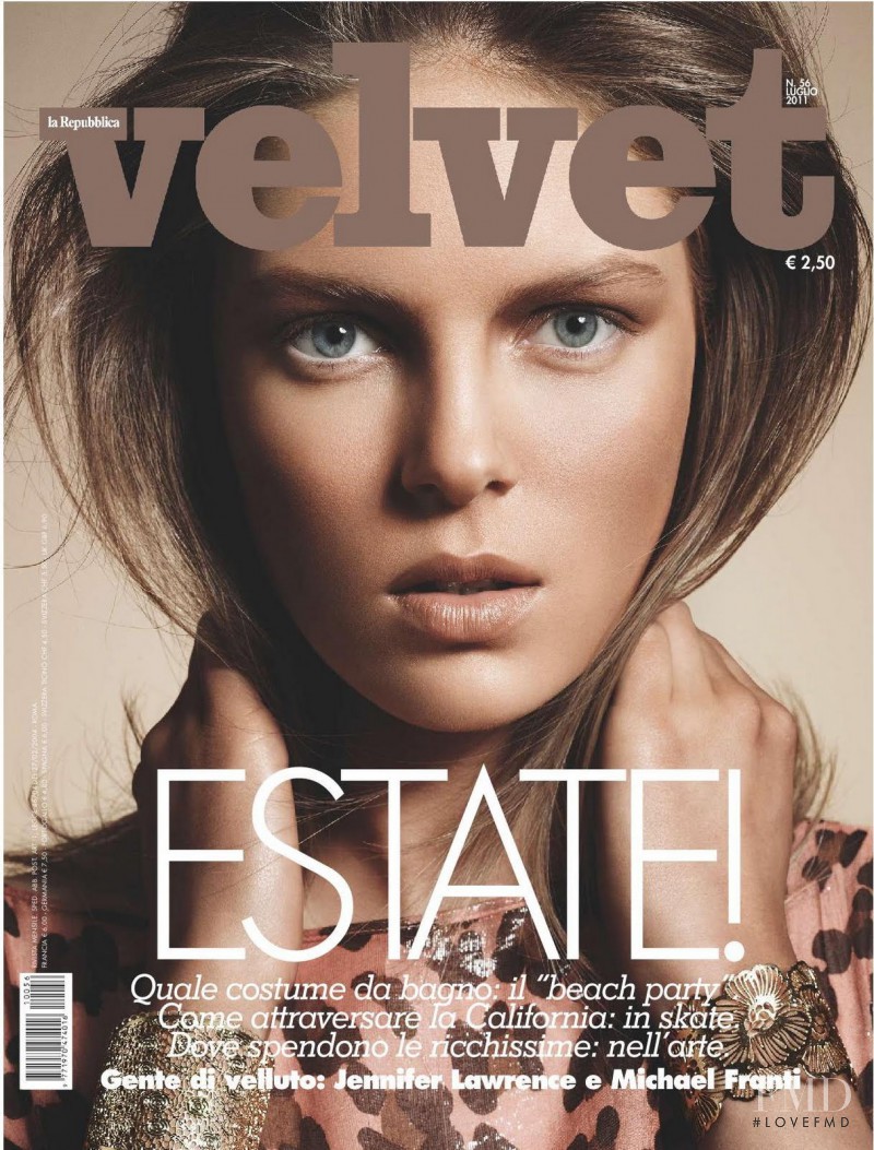 Kate Kosushkina featured on the Velvet Italy cover from July 2011