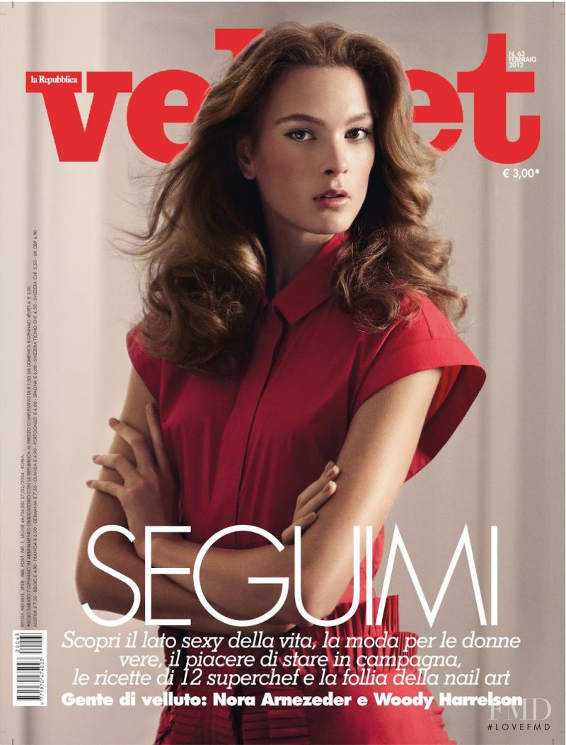 Irina Kulikova featured on the Velvet Italy cover from February 2012