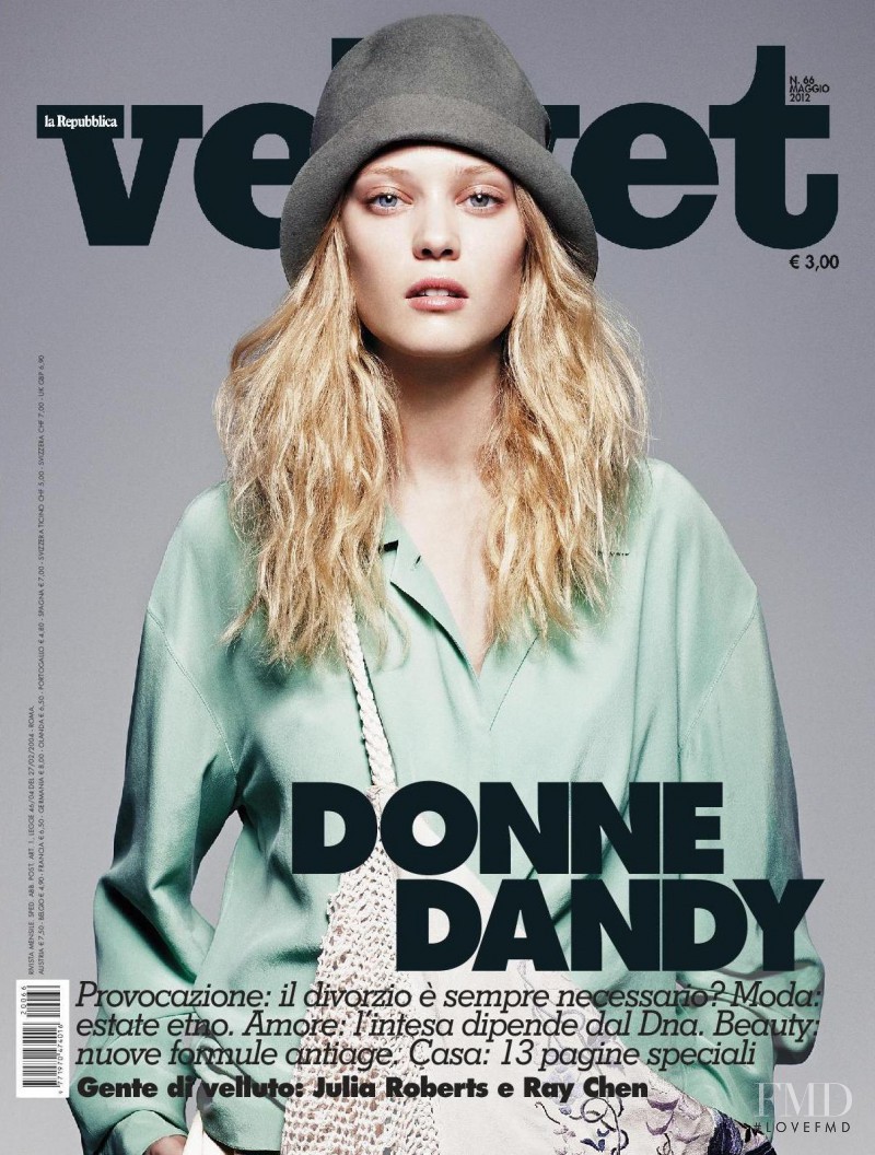 Diana Moldovan featured on the Velvet Italy cover from May 2012