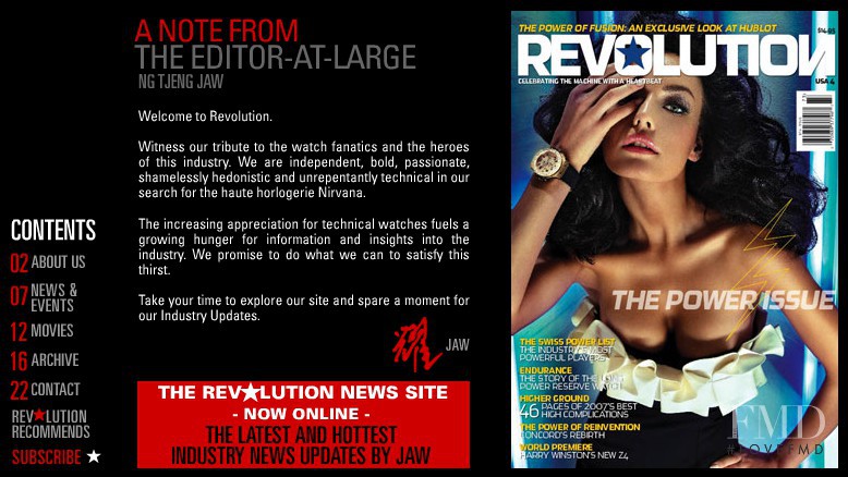  featured on the Revolution-Press.com screen from April 2010