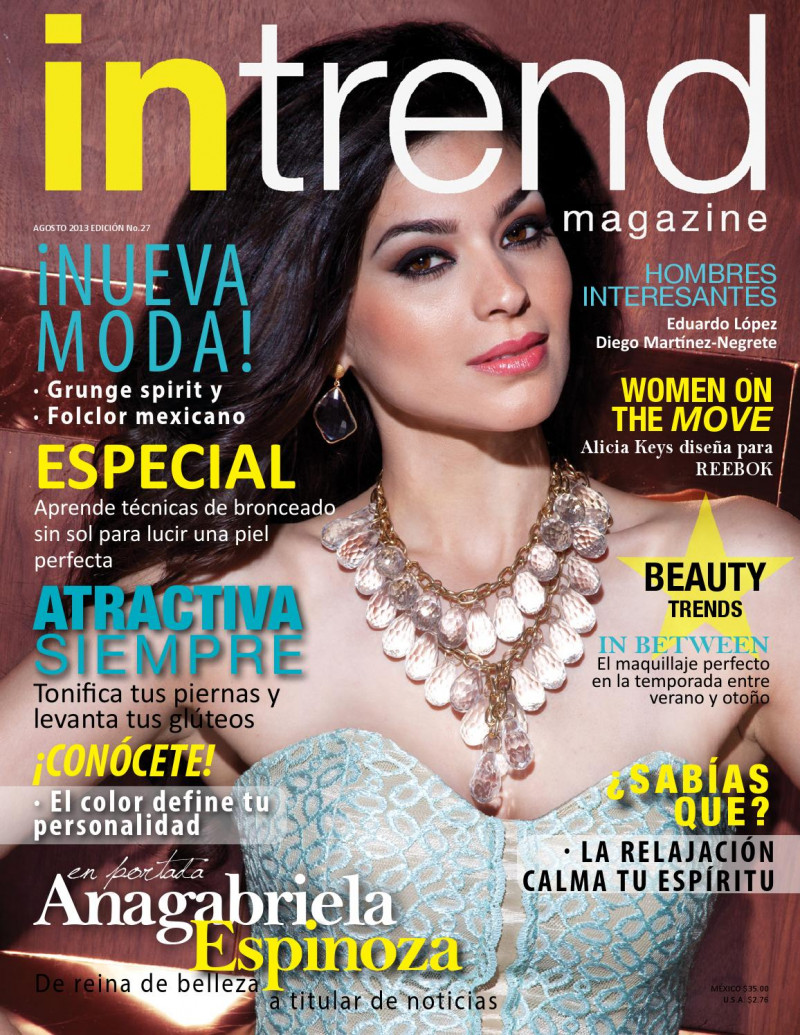 Anagabriela Espinoza featured on the In Trend Magazine cover from August 2013