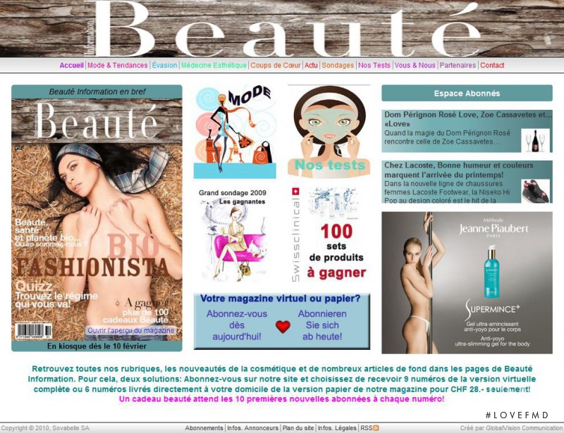  featured on the Beauté-Info.ch screen from April 2010