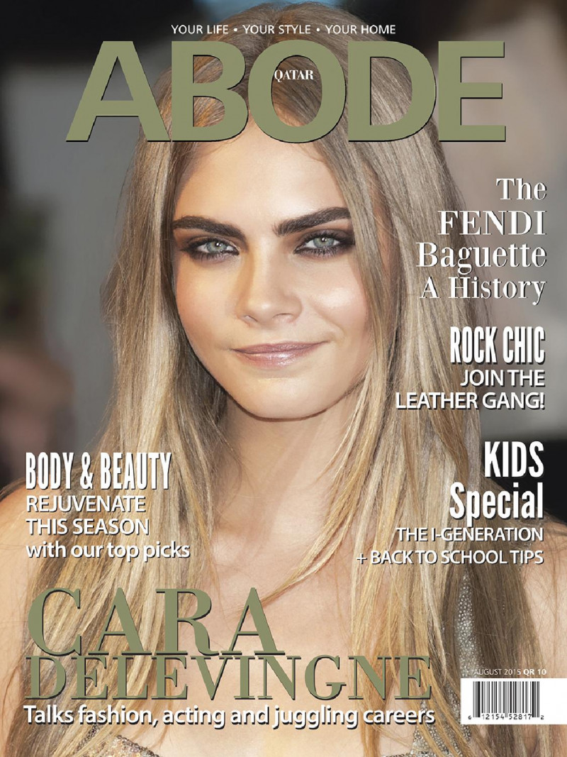 Cara Delevingne featured on the Abode Qatar cover from August 2015