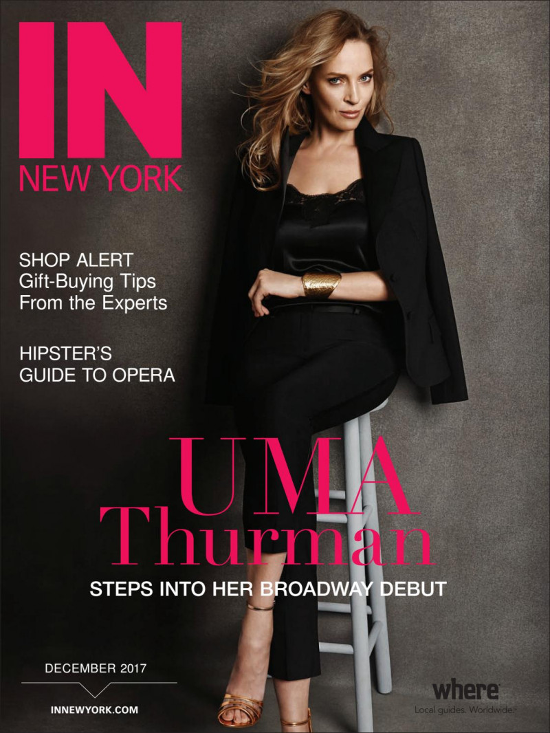 Uma Thurman featured on the IN New York cover from December 2017