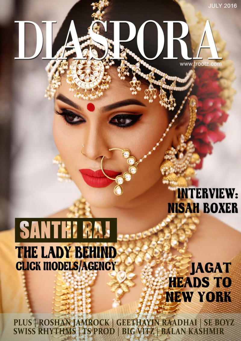 Santhi Raj featured on the Diaspora cover from July 2016