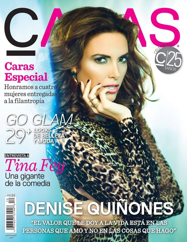 Denise Quiñones featured on the Caras Puerto Rico cover from December 2014