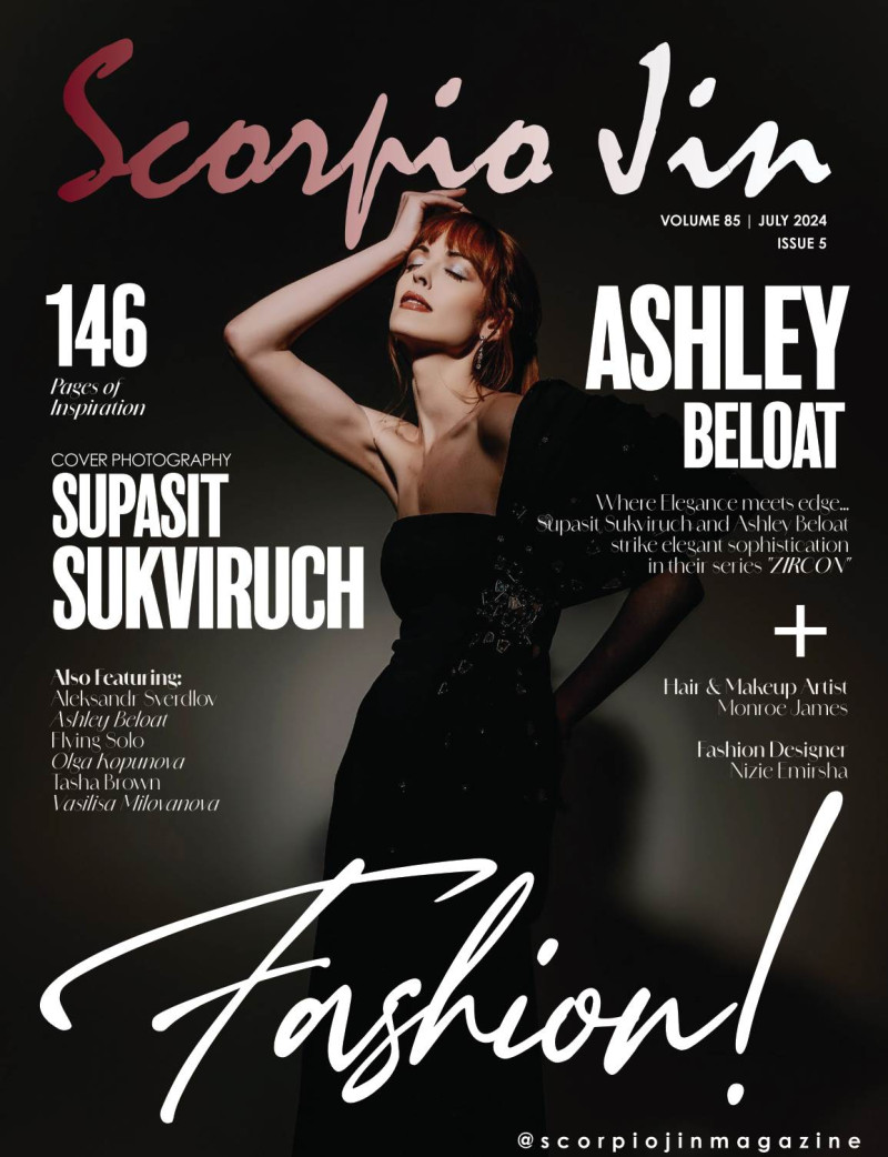 Ashley Beloat featured on the Scorpio Jin cover from July 2024