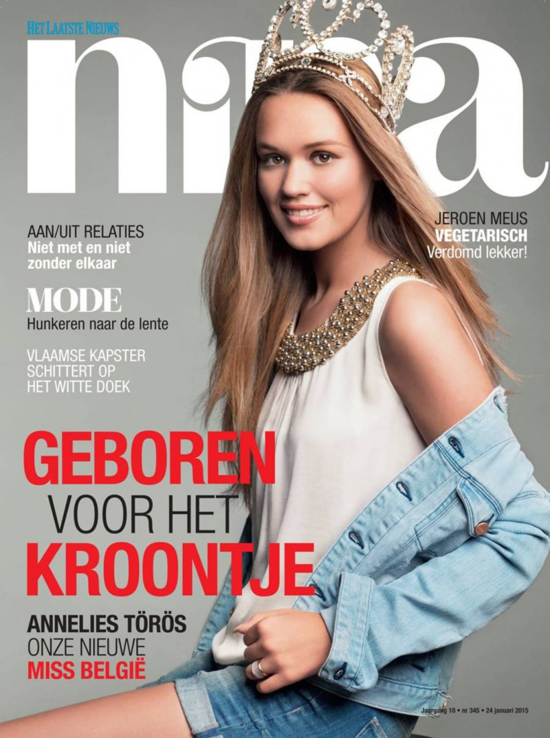 Annelies Törös featured on the Nina Belgium cover from January 2015