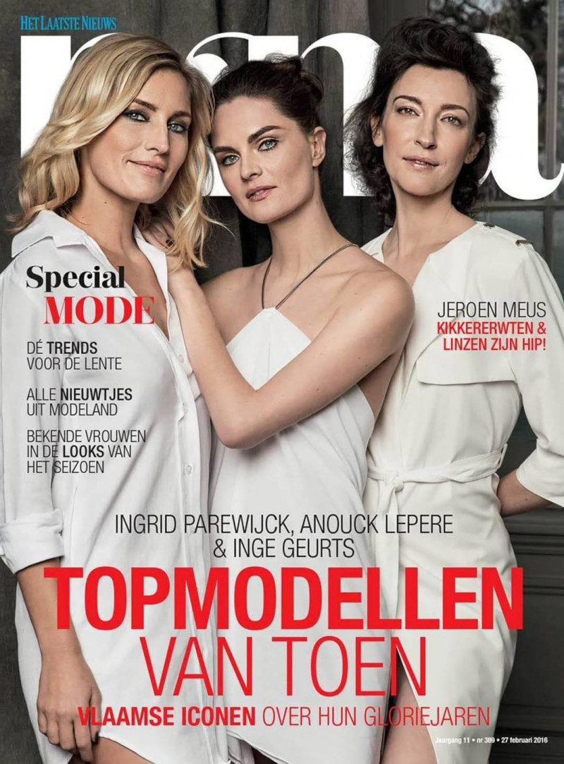 Inge Geurts, Anouck Lepère, Ingrid Parewijck featured on the Nina Belgium cover from February 2016