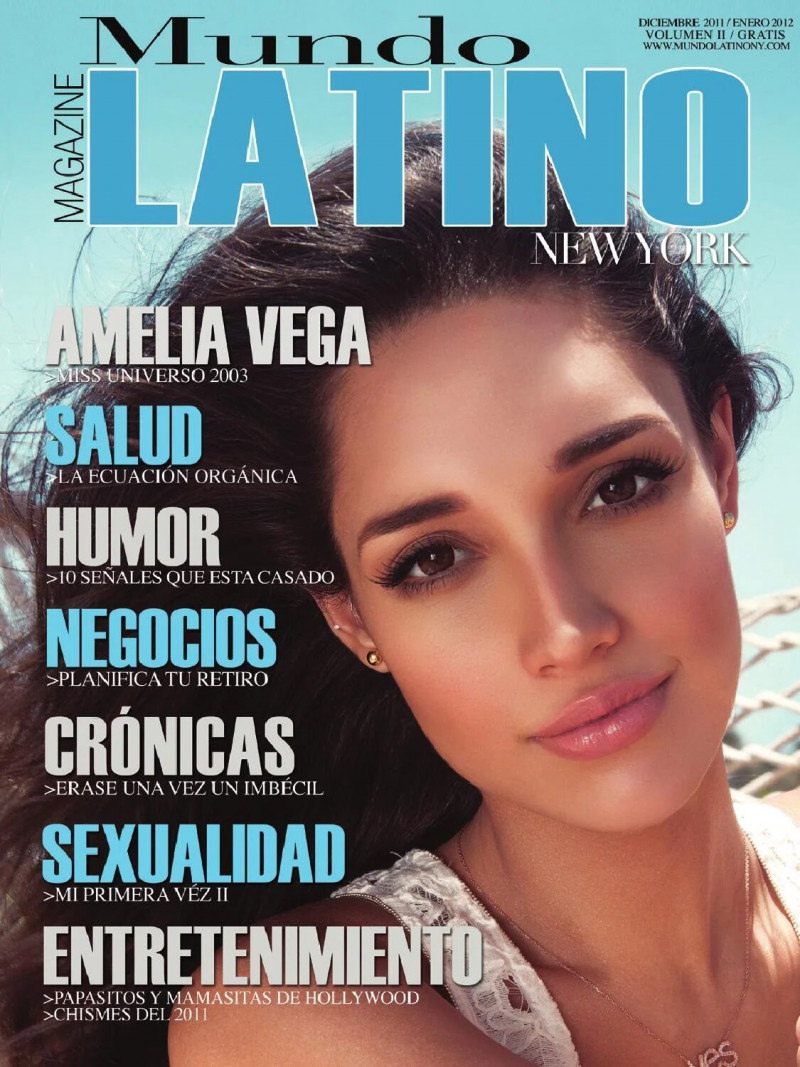 Amelia Vega featured on the Mundo Latino Magazine cover from December 2011