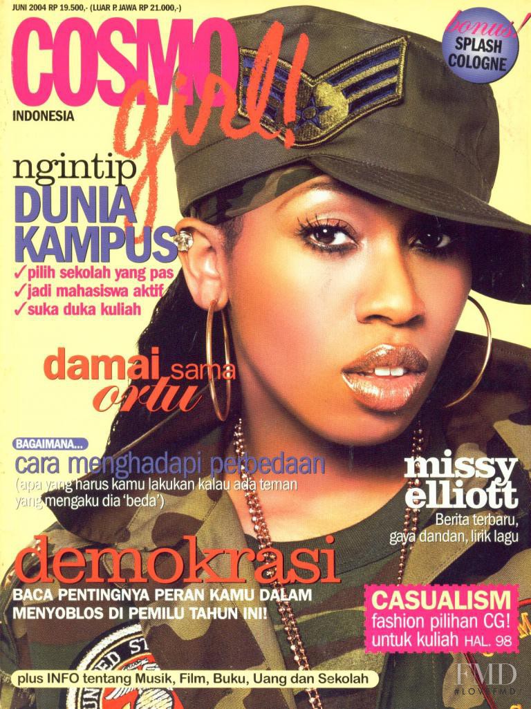 Missy Elliott featured on the Cosmogirl Indonesia cover from June 2004