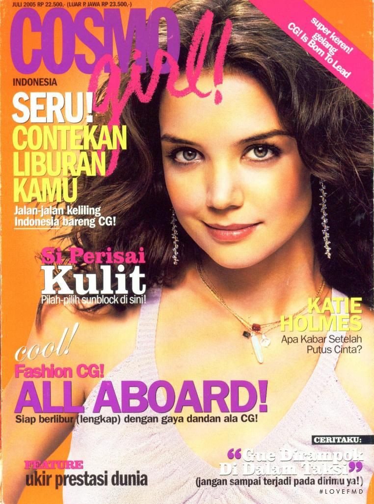 Katie Holmes featured on the Cosmogirl Indonesia cover from July 2005