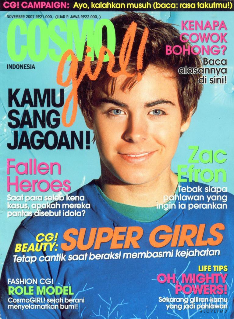 Zac Efron featured on the Cosmogirl Indonesia cover from November 2007