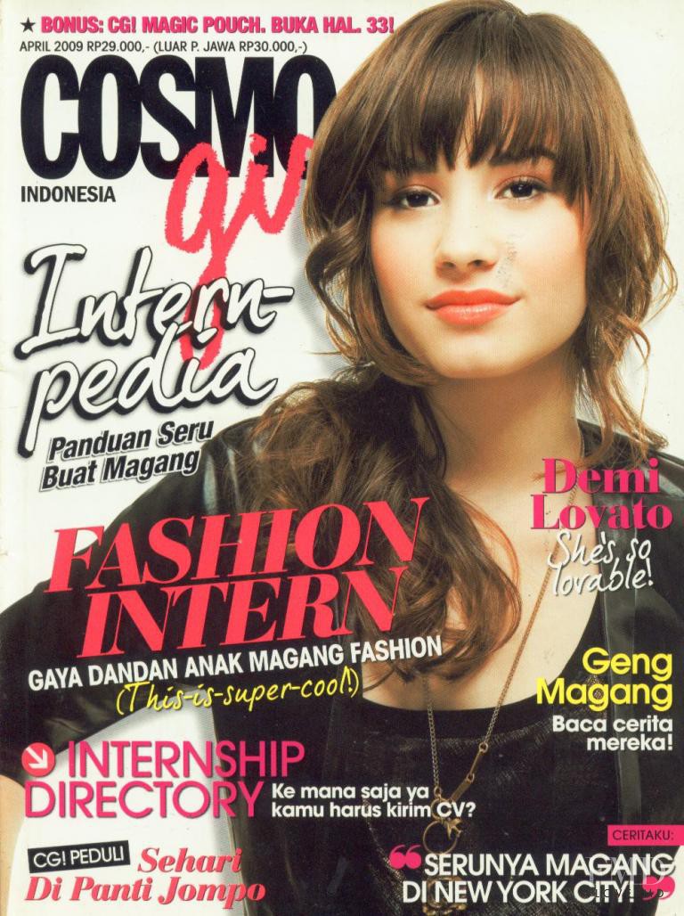 Demi Lovato featured on the Cosmogirl Indonesia cover from April 2009