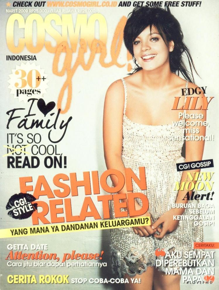 Lily Allen featured on the Cosmogirl Indonesia cover from March 2009