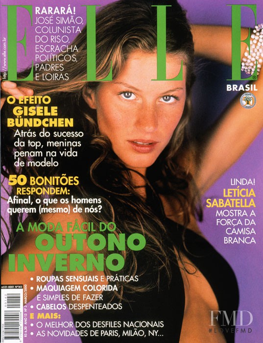 Gisele Bundchen featured on the Elle Brazil cover from March 2000